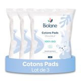 BIOLANE - Set van 3 zachte wattenschijfjes – baby – 100% biologisch – 150 katoen – gevoelige huid – wisselen & toilet – vanaf de geboorte – gemaakt in Frankrijk