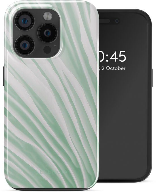 Selencia Hoesje - Geschikt voor Apple iPhone 15 Pro - Backcover geschikt voor MagSafe - Nature Grayed Jade