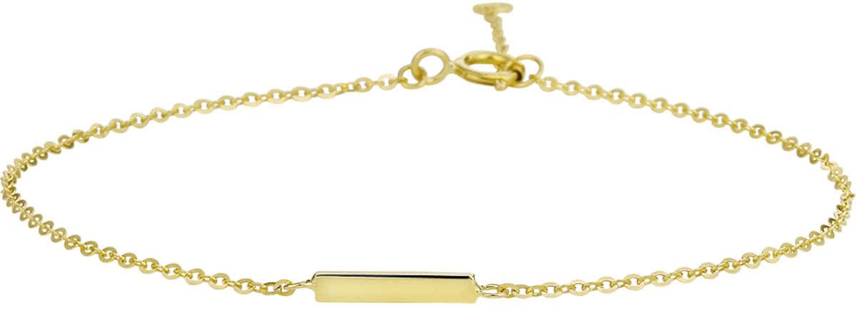 The Fashion Jewelry Collection Armband Balkje 1,1 mm 16,5 - 18,5 cm - Geelgoud