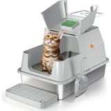 Merkloos Kattenbak Roestvrij staal Gesloten Met klep 60 x 40 x 39 cm Grijs