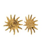 Lucardi Dames Stainless steel goldplated oorknoppen zon
