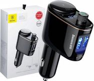 Baseus Transmetteur FM Bluetooth Chargeur de voiture 2x USB 3.4A Noir