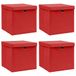 vidaXL Opbergboxen met deksel, 4 stuks, rood, 32x32x32 cm, stof