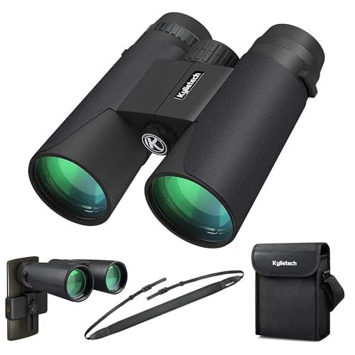 Kylietech Verrekijker 12x42 HD Compact Waterdichte Vogel Observatie, Wandelen, Jacht, Sightseeing, FMC Verrekijker incl. Draagtas, draagriem en smartphone-adapter