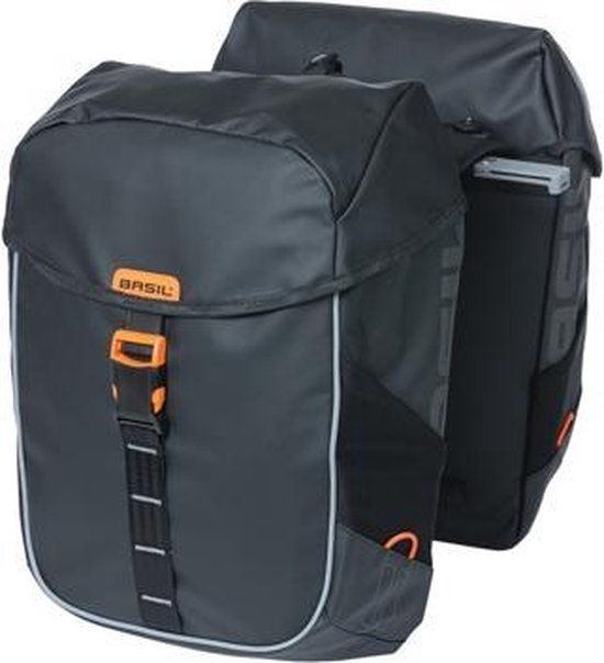 Basil Miles Tarpaulin Dubbele Fietstas MIK - Zwart - 34 Liter