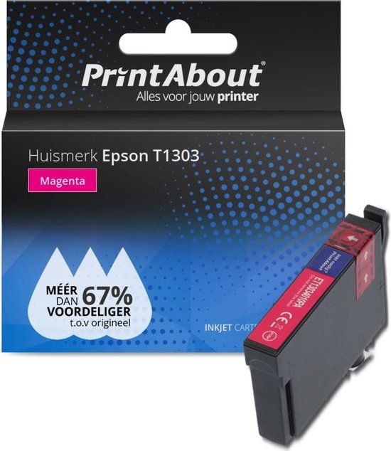 PrintAbout Huismerk | Epson T1303 Compatible Ink Cartridge - Magenta
