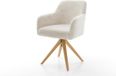 DELIFE Eetkamerstoel Greg-Flex houten frame hoekig natuur pluchen crème-wit 360° draaibaar pocketveer kern