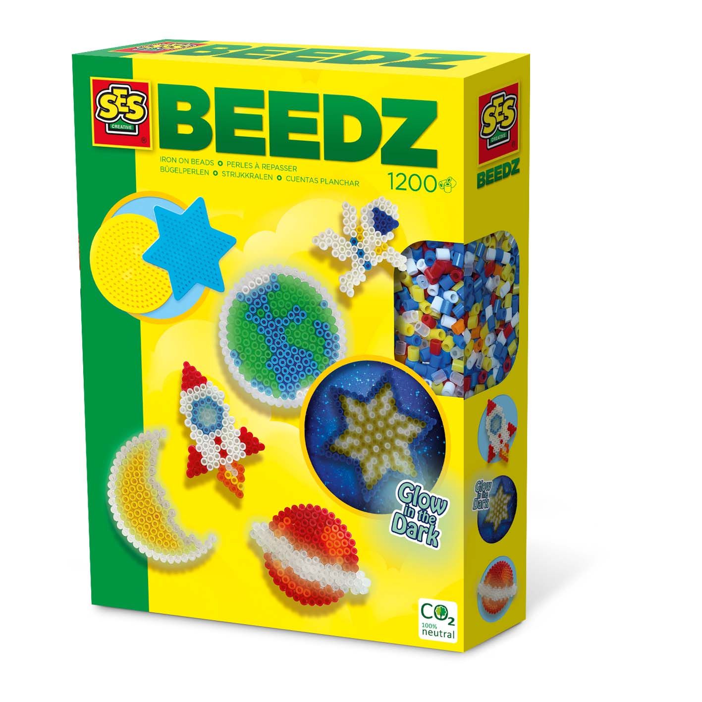 SES Creative Beedz Strijkkralen - Glow in the dark universe - 06302