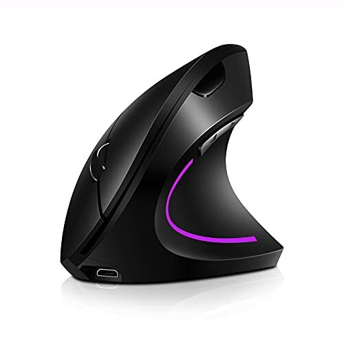 LJFLI Gaming Muizen Gaming Mouse Draadloze Mute 2.4G verticale verticale muis Voorkom muishanden Ondersteuning ergonomie Verstelbare DPI, Zwart