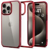 Spigen Ultra Hybrid Hoesje Geschikt voor Apple iPhone 15 Pro Max - Back Cover met Air Cushion - Transparant Rood
