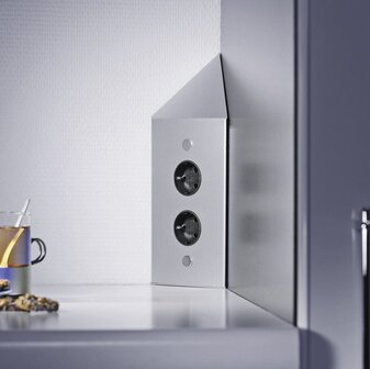 Thebo Tweevoudig Hoekstopcontact - RVS - 2 Stopcontacten - 3m Snoer