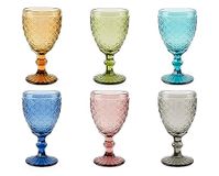 Excelsa Ginkgo Set met 6 steelglazen, gekleurd glas, inhoud 350 ml, handgemaakt