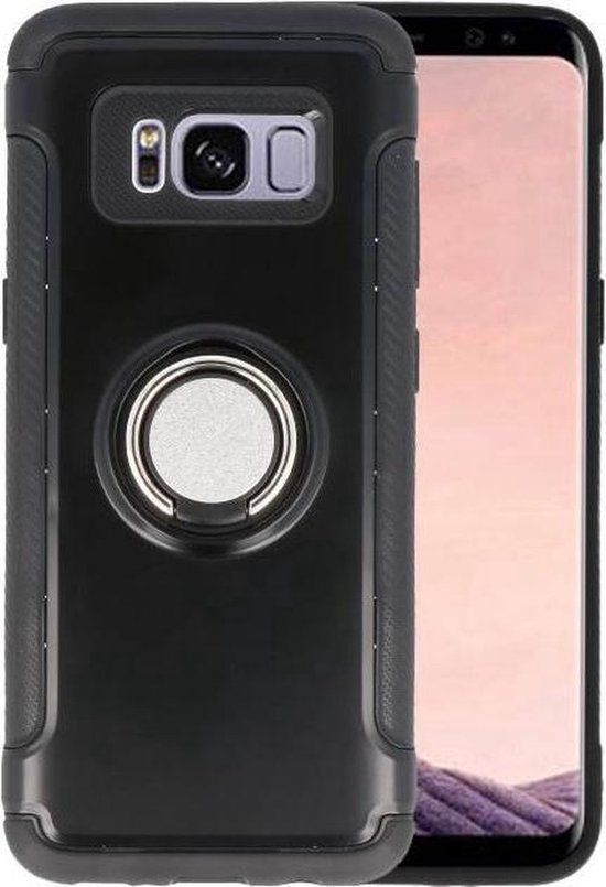 BAOHU Pantser TPU Hoesje Ring Houder voor Samsung Galaxy S8 Plus Zwart - BAOHU