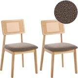 Beliani EMBAR - Eetkamerstoel set van 2 - Lichtbruin/Taupe - Rubberhout/Bouclé