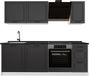 Vicco Complete keukeneenheid R-Line, Antraciet landelijk/Wit, 220 cm antraciet werkblad
