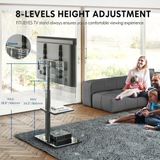 OEM Zwarte TV-standaard voor schermen van 32-60 inch, draaibaar, in hoogte verstelbaar, met opbergruimte