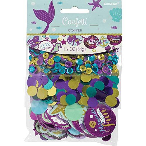 Amscan 360275 - Confetti Mermaid Wishes, papier/folie, 34 g, kleurrijk, strooidecoratie, tafeldecoratie, carnaval, verjaardag
