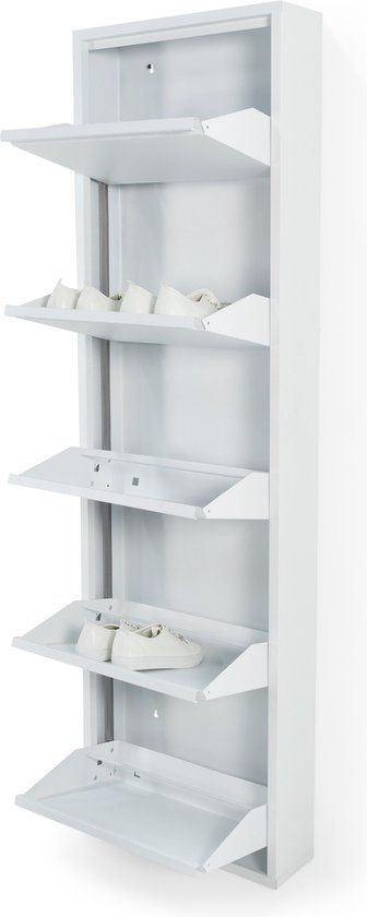 Spinder Design Billy 5 Schoenenkast - Wit - Metaal - 10 paar schoenen