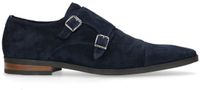 Manfield Heren Donkerblauwe Gespschoenen van Suède - Maat 45