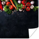 PosterMonkey Poster Groente - Kruiden - Specerijen - Zwart - Rustiek - Keuken - 30x30 cm