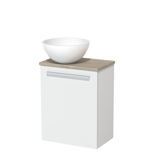 Maxaro Modulo Toiletmeubel 41 cm - Mat Wit - Lichtgrijs Eiken Blad