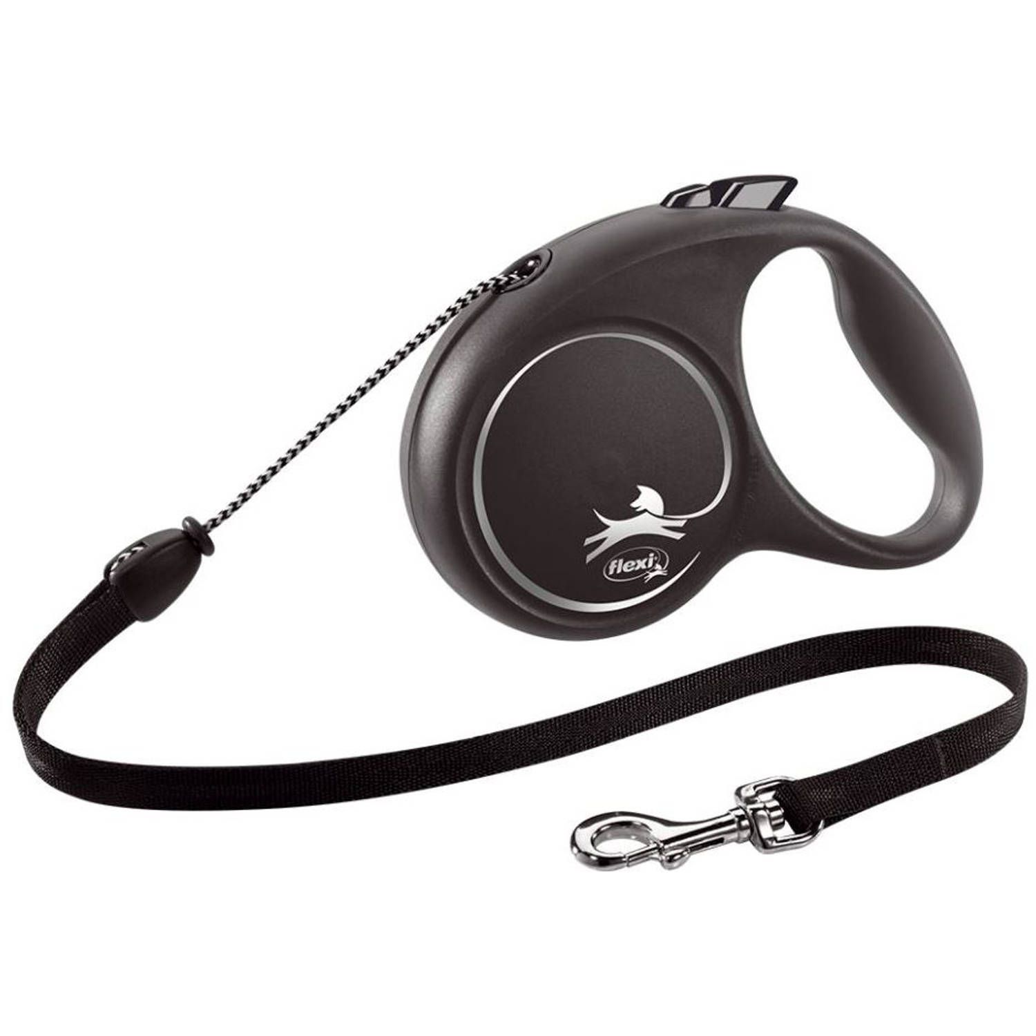 Flexi Black Design M Koord Zwart - Rollijn - 5 meter - Zwart