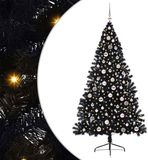 vidaXL - Kunststof - Voorverlichte - Kerstboom - met - 300 - LED - Zwart - 240 - cm - PVC