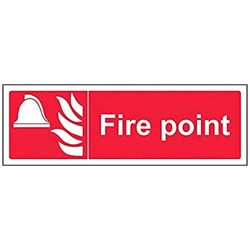 V Safety VSafety Fire Point Sign - 300mm x 100mm - 1mm Rigid Plastic
