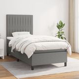 vidaXL Boxspring met matras stof donkergrijs 100x200 cm