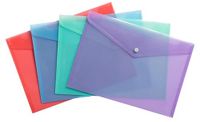 Exacompta Set van 4 zakken met drukknoopsluiting met klep - Chromaline Pastel - Afmetingen: 33x23cm - FT to ordner A4 - Pastel blauw, koraal, mauve, pastelgroen