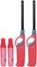 Flame Classics briquet BBQ/cuisine long manche - 2x - avec cylindre rechargeable - rouge - 25 cm - plastique