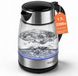 YASHE Glazen waterkoker - 1,7 L - 2200 W - Blauwe LED