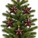 Decoris kersthanger sterren - 12x st - donkerbruin - 7 cm - kunststof