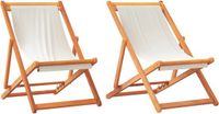 vidaXL Fauteuils pliants, 2 pièces, tissu crème et blanc