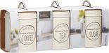 Excellent Houseware Keuken voorraad blikken - 3x stuks - wit - suiker - thee - koffie - 11 x 16 cm - Vintage look