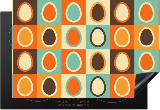 KitchenYeah® Inductie beschermer 77x51 cm - Retro - Ei - Inductie kookplaat accessoire