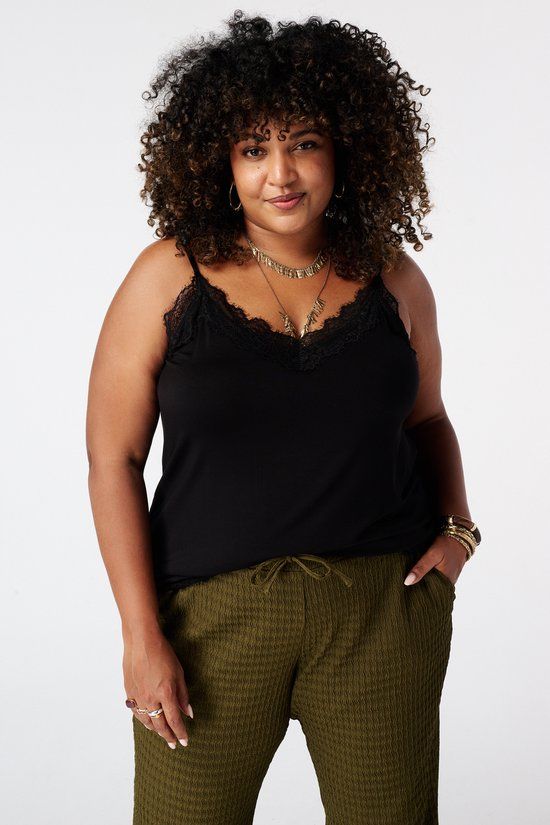 MS Mode Top met kant Zwart 3XL