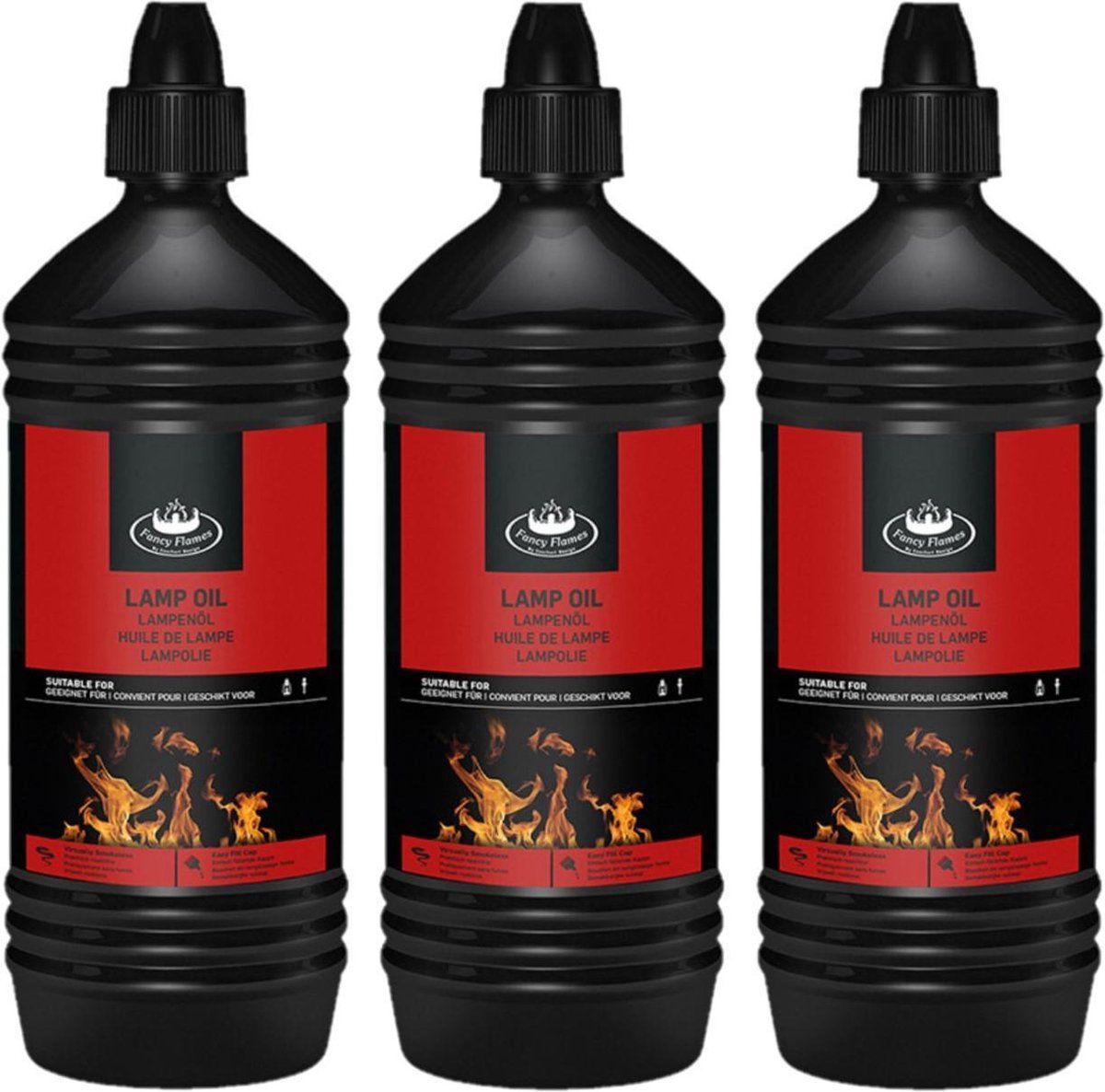 Esschert Design 3x Lampenolie/Fakkelolie 1 Liter - Zwart