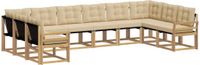 vidaXL Hoek loungeset 10 zitplekken Wit en Beige Acacia Hout