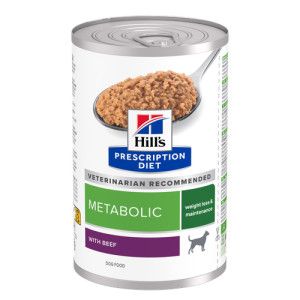 Hill's Prescription Diet Hill's Prescription Diet Metabolic Weight Management nat hondenvoer met rund blik 2 trays (24 x 370 g)