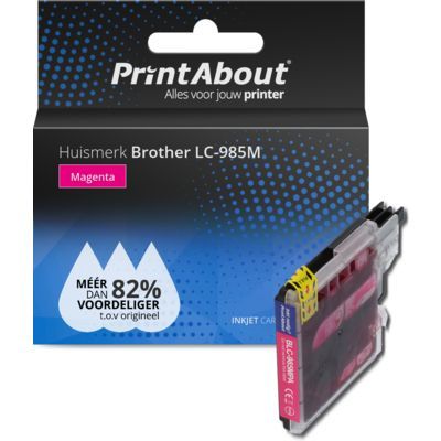 PrintAbout Huismerk LC-985M Magenta Inktcartridge | Compatibel met Brother