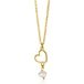 ZINZI gold plated zilveren ketting met open hartje en witte zoetwaterparel 40-45cm ZIC2642