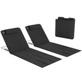 Outsunny Strandmat, gevoerd, strandmatras, strandmat, rugleuning in meerdere posities, incl. transporttas, metaal, polyester, PE, zwart, 2 stuks
