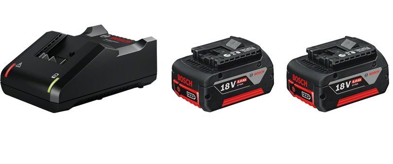 Bosch Professional 18V Battery & Charger Set - 2x 4.0Ah Batteries & Charger