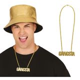 Fiestas Guirca Carnaval verkleed ketting/sieraad - metaal - goud - gangsta hanger - pooier - foute party