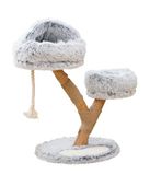 Dehner Favoriete krabpaal Berlioz, kattenboom robuust, klimboom voor katten, ca. 49 x 83 x 49 cm, pluche/spaanplaat/jute/hout, lichtgrijs