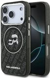 Karl Lagerfeld telefoonhoesje voor iPhone 17 Pro - IML Glitter - Karl & Choupette Heads Logo - Magsafe - Zwart