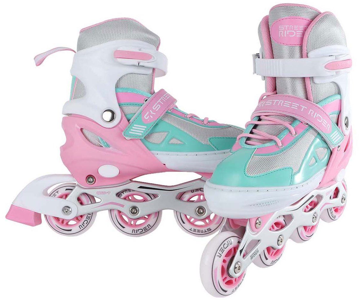 Street Rider Inline Skeelers Roze/Groen Verstelbaar Maat 33-36