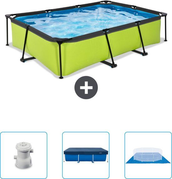 EXIT Rechthoekig Lime Frame Zwembad - 300 x 200 x 65 cm - Groen