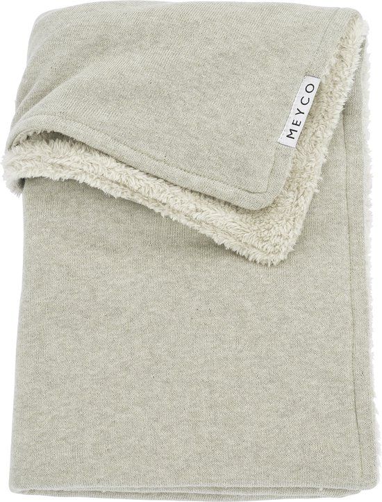 Meyco Baby Knit Basic Teddy Wiegdeken - Sand Melange - 75x100cm